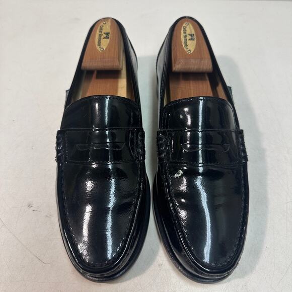 NWOT Paraboot Black Patent Leather Loafer Veritable Mocassin Cousu Main US 7 main image 6